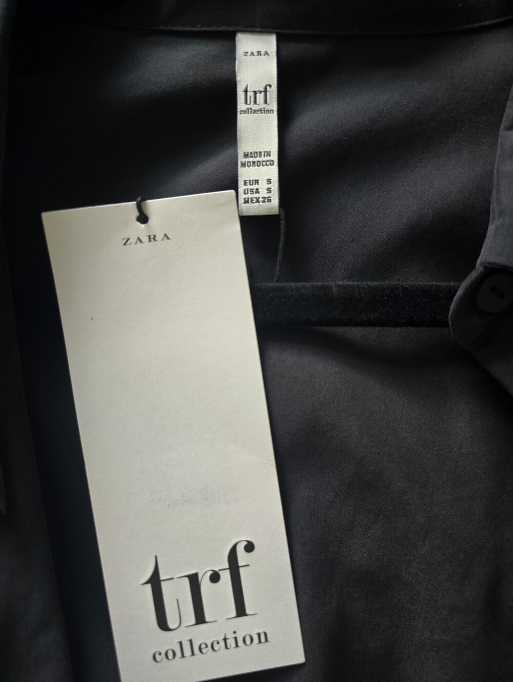 NWT Zara Women's Tailored Button-Front Crop Shirt- Charcoal Gray Size S - Picture 5 of 7